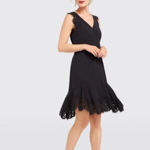 Draper James Sarah Black Lace Ruffle Dress Size 4 MSRP $295